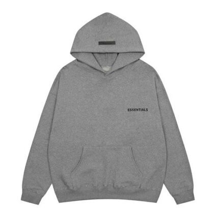Essentials Flocking Letter Pullover Loose Hoodie Grey